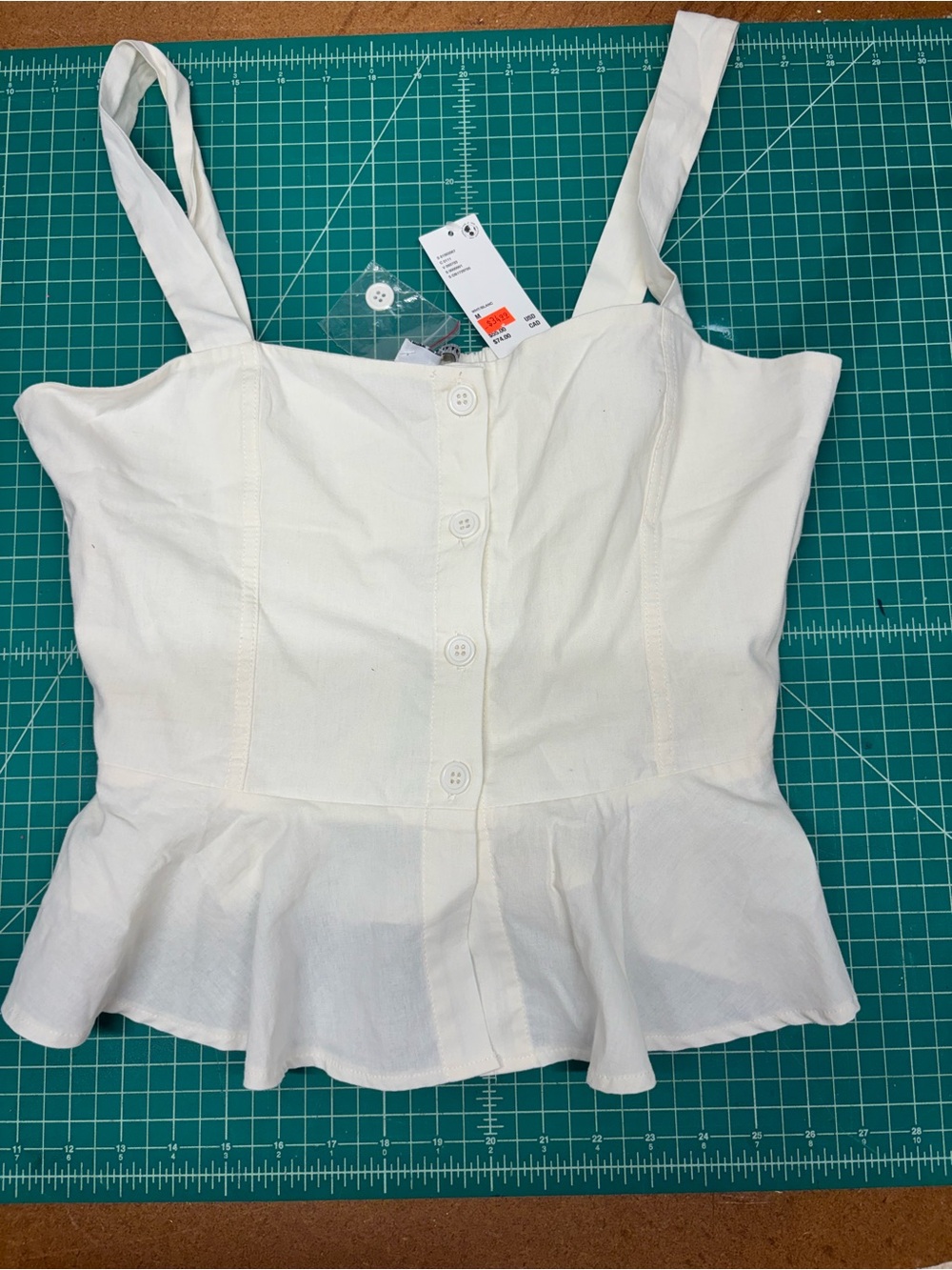 Urban Outfitters Cream Button-Front Peplum Camisole